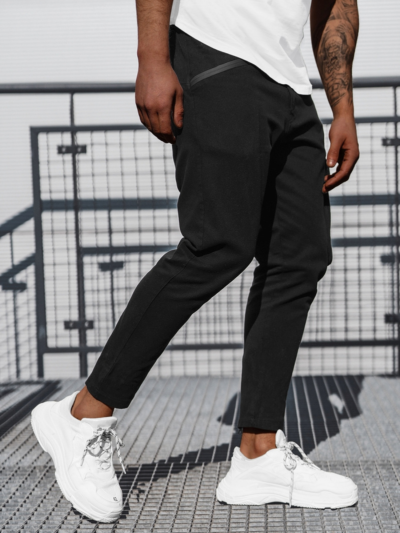 Pantaloni chino bărbaţi negri OZONEE B/20005SPZ