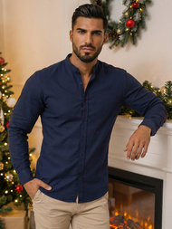 Cămașă bărbați albastru marin OZONEE O/V69Z