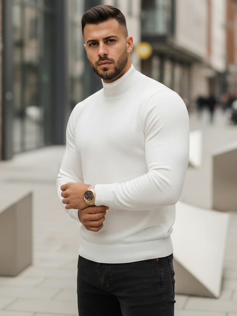 Pulover bărbați alb OZONEE V/V24503