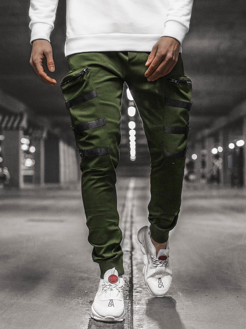 Pantaloni chino jogger pentru bărbați kaki OZONEE G/11132