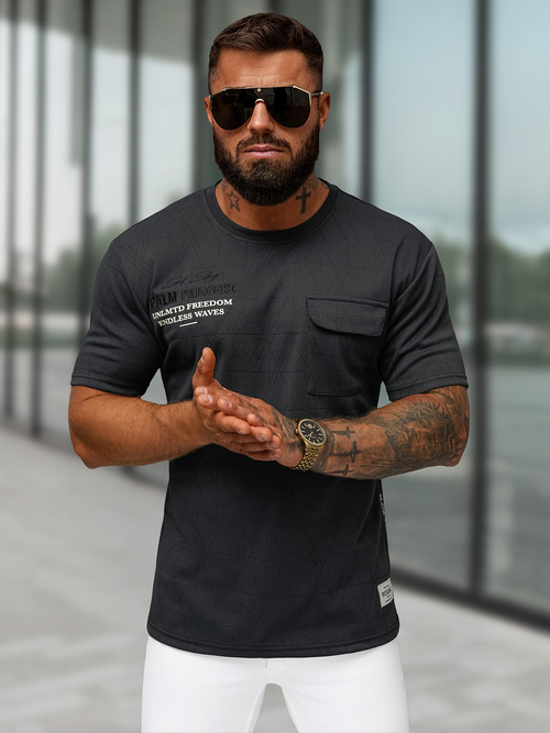 Tricou bărbați negru OZONEE O/QQ1530