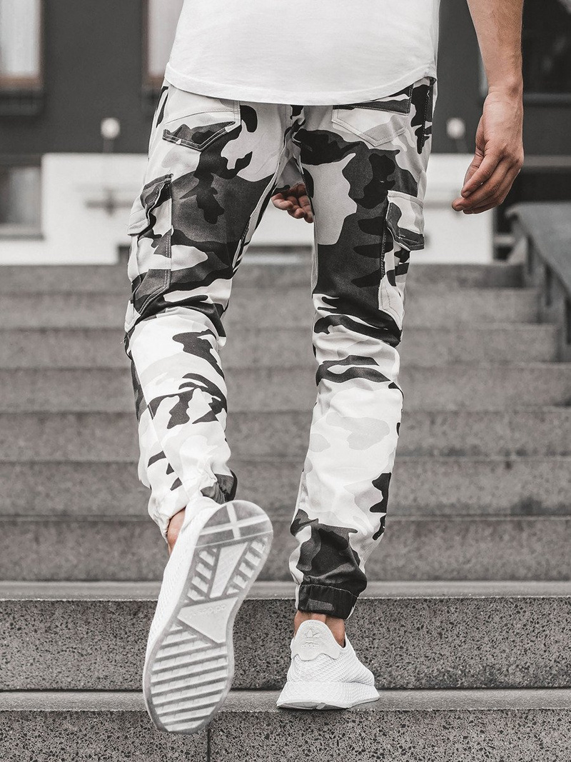 Pantaloni jogger bărbați negri-albi OZONEE A/404