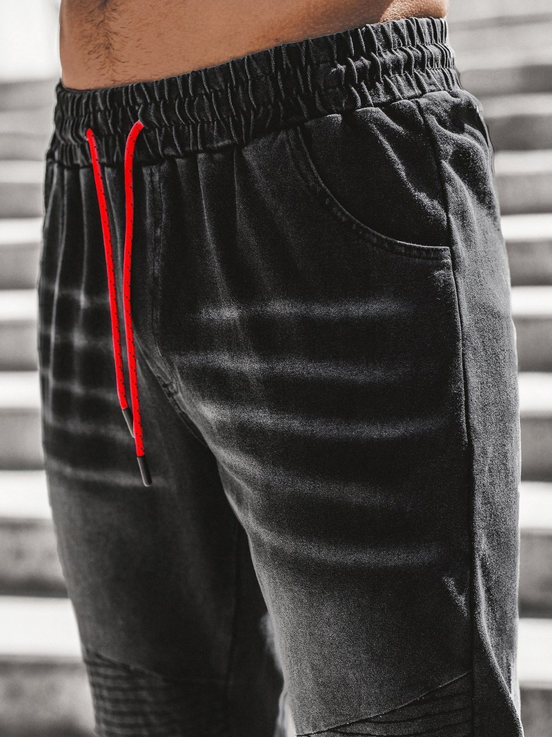 Blugi jogger bărbați negri OZONEE JS/KK1023