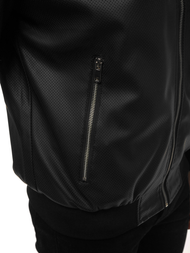 Geacă de piele bărbați neagră OZONEE N/6121