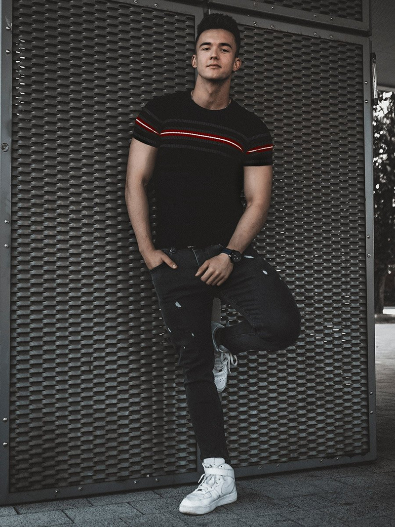 Pulover bărbați albastru negri OZONEE L/2296