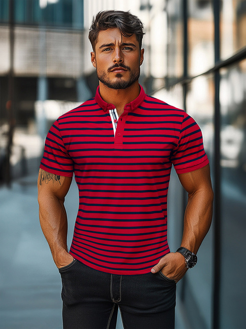 Tricou polo bărbați roșie OZONEE O/PA6636