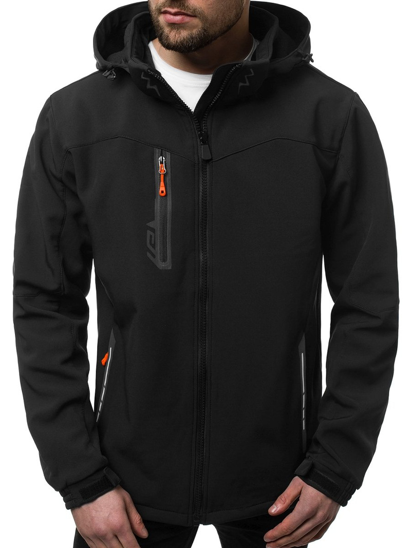 Jachetă bărbați SOFTSHELL negru-portocaliu OZONEE GE/12268