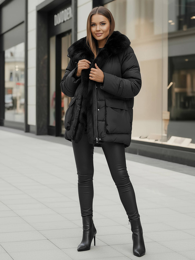 Geacă de femei neagra OZONEE JS/16M9185/392Z