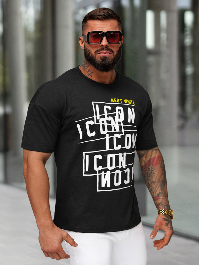 Tricou bărbați negri OZONEE JS/8B1366/3