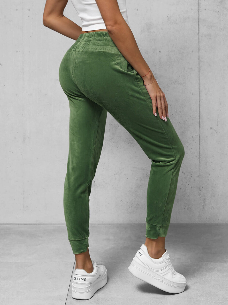 Pantaloni de trening din catifea femei kaki OZONEE O/CR98108