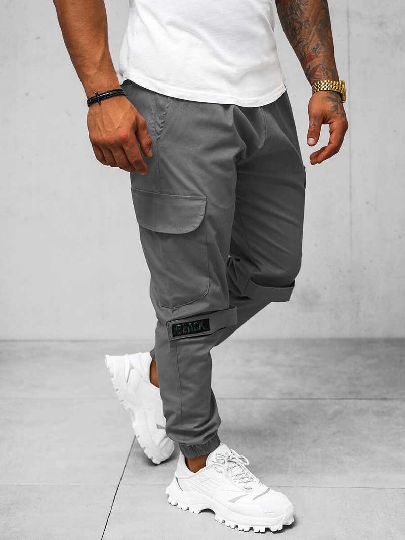 Pantaloni chino jogger pentru bărbați gri OZONEE O/G3014Z