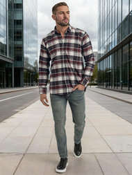 Cămașă bărbați bordo OZONEE V/V174