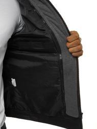 Geacă de piele bărbați neagră OZONEE JB/JP1136