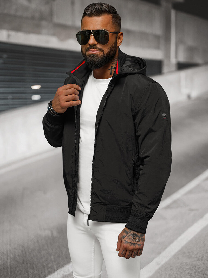 Jachetă de primăvară bărbați neagră OZONEE JS/5M3211/392