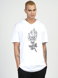 Tricou cu glugă bărbați alb OZONEE MR/21553