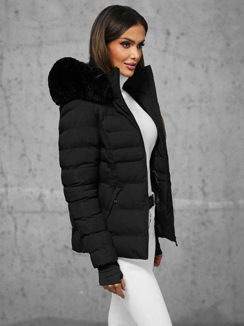 Geacă de iarnă damă neagră OZONEE JS/5M768/392A