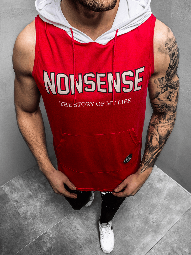 Tricou cu glugă bărbați roșu OZONEE MAD/2882Z