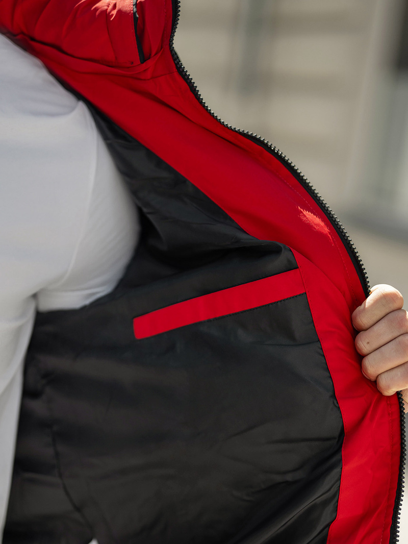 Geacă de iarnă bărbați neagră-roșu OZONEE JS/31M5083/270