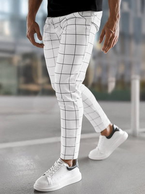 Pantaloni Chino Bărbaţi Albi OZONEE O/P4009Z