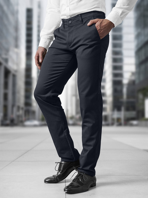 Pantaloni chino bărbaţi albastru marin OZONEE V/5100