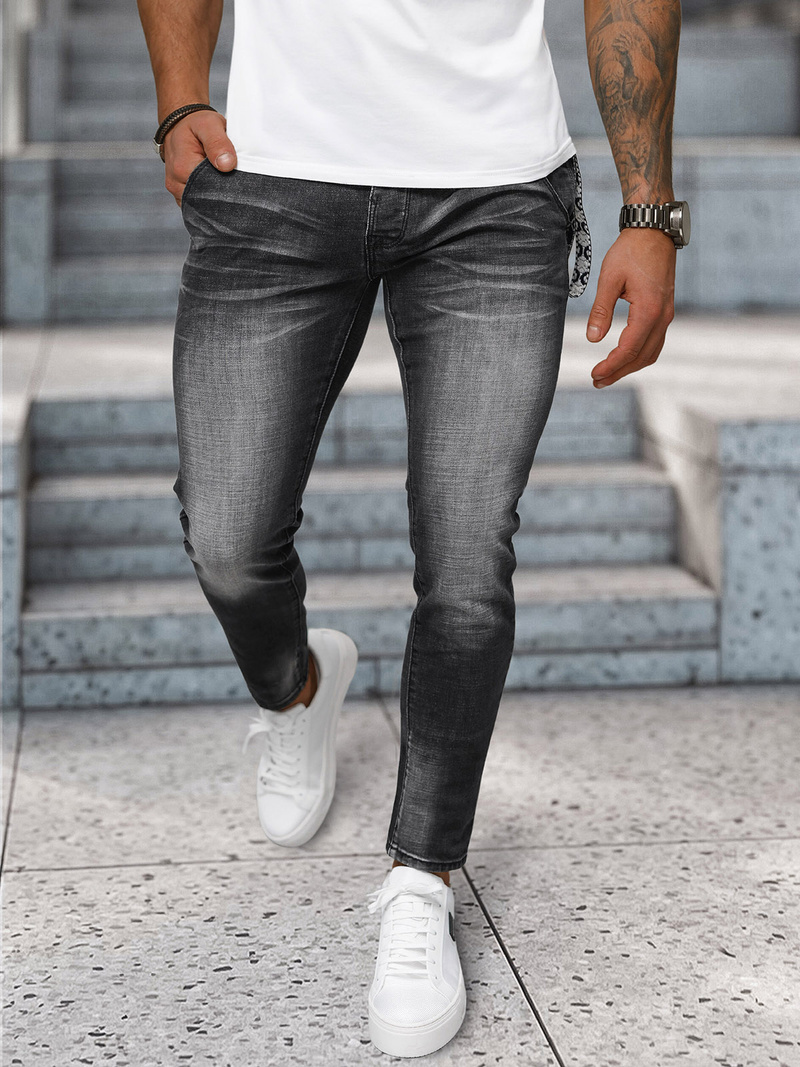 Blugi bărbaţi negri OZONEE NB/MP0091N