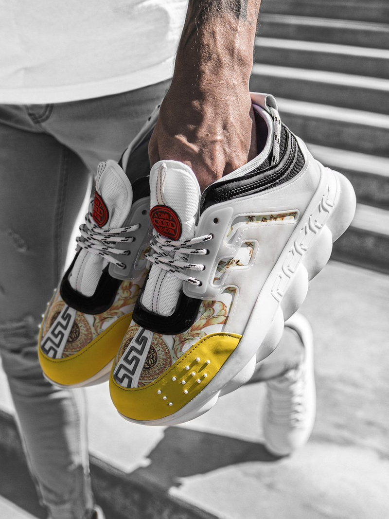 Sneakers bărbați mare alb-galben OZONEE G/2020