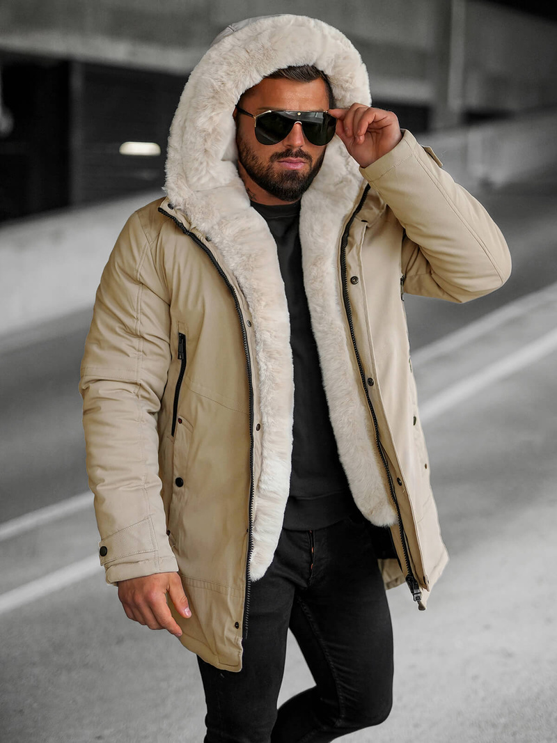 Geacă de iarnă parka bărbați bej OZONEE JS/22M319/62Z
