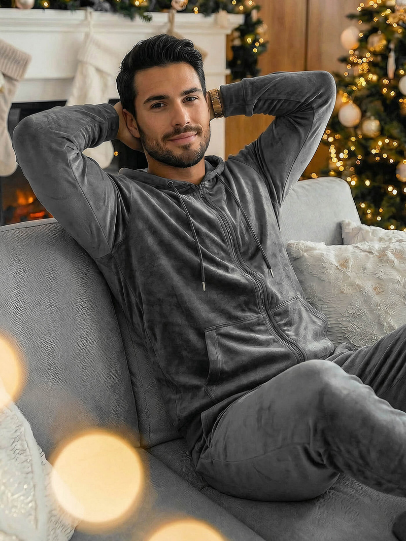 Trening catifea bărbați antracit OZONEE JS/8C1169/6Z