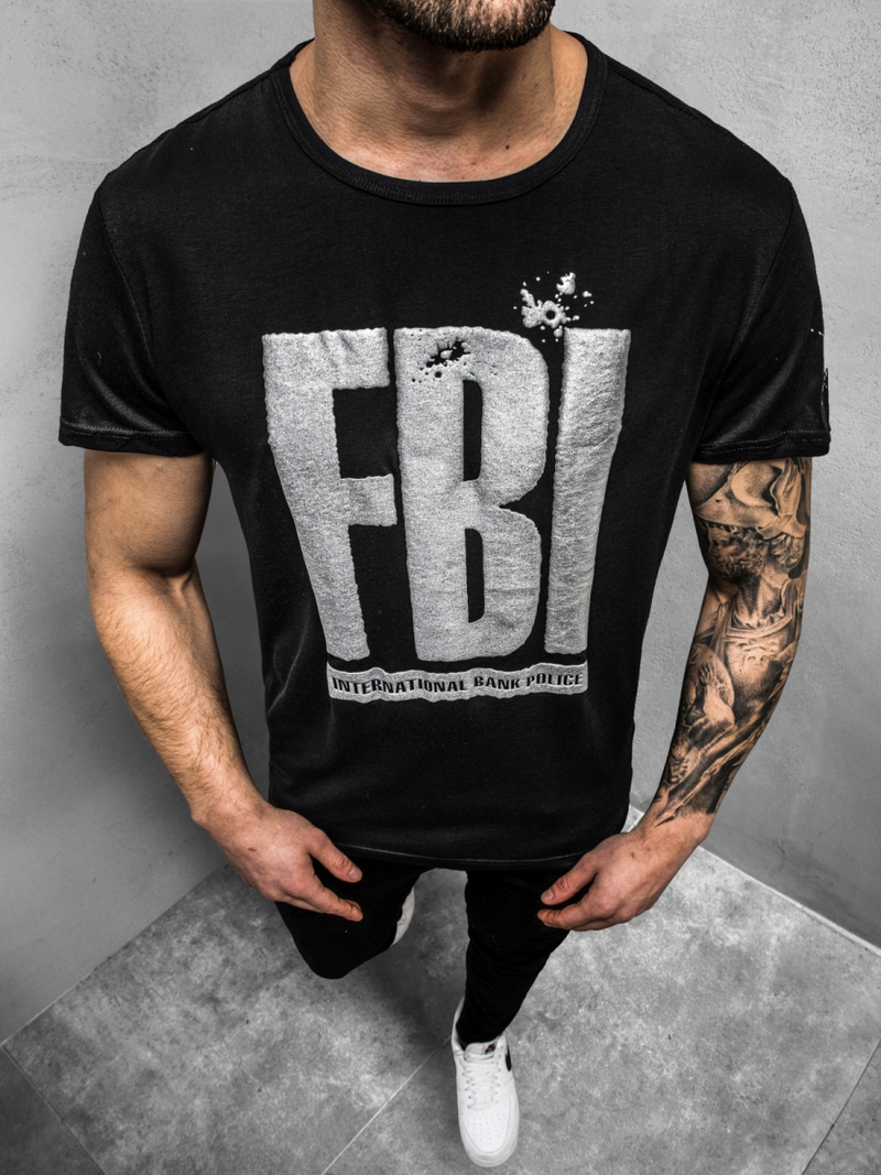 Tricou bărbați negru OZONEE JS/SS100730Z