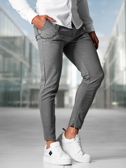 Pantaloni chino bărbaţi gri închis OZONEE DJ/3300Z