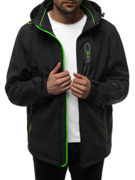 Jachetă bărbați SOFTSHELL negru-verde OZONEE GE/12263Z