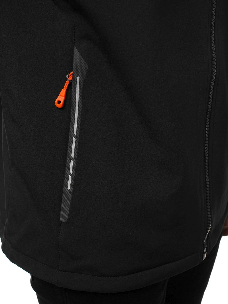 Jachetă bărbați SOFTSHELL negru-portocaliu OZONEE GE/12268