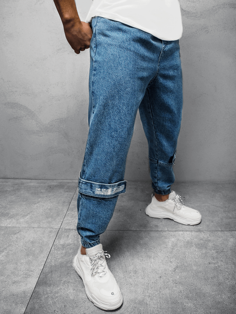 Pantaloni jogger bărbați albaștri OZONEE O/K153/15
