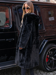 Geacă de iarnă din blană pentru femei neagra OZONEE JS/11Z8250