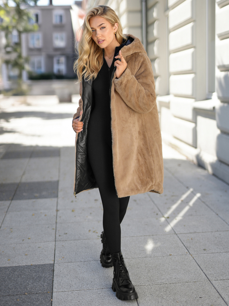 Geacă lungă de iarnă pentru femei neagra OZONEE JS/5M3352/392