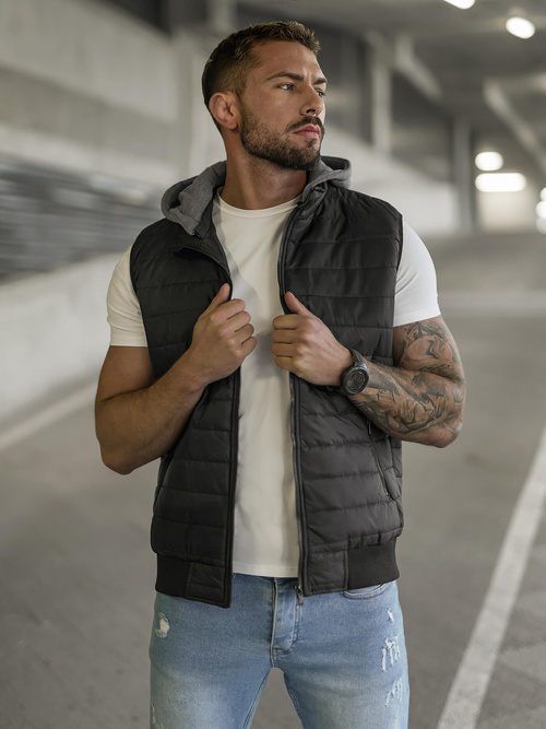 Vestă bărbați neagră OZONEE JS/8M983/392Z