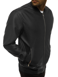 Geacă de piele bărbați neagră OZONEE N/6121