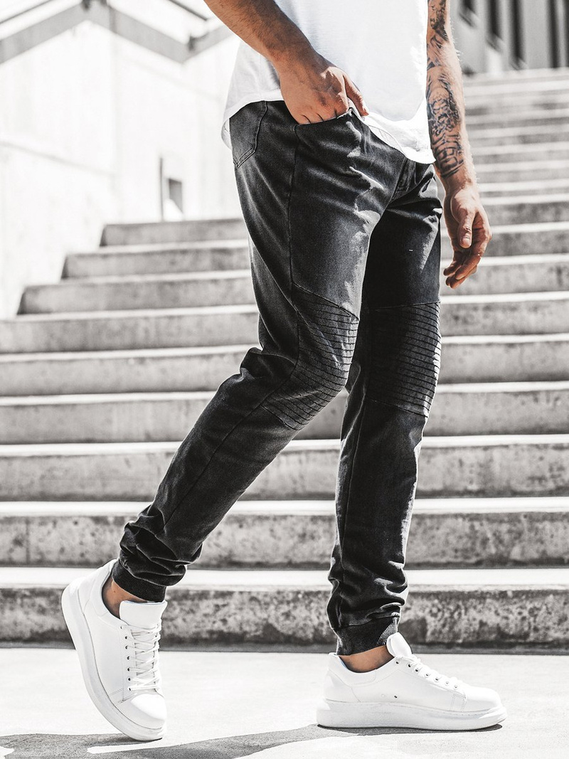 Blugi jogger bărbați negri OZONEE JS/KK1023