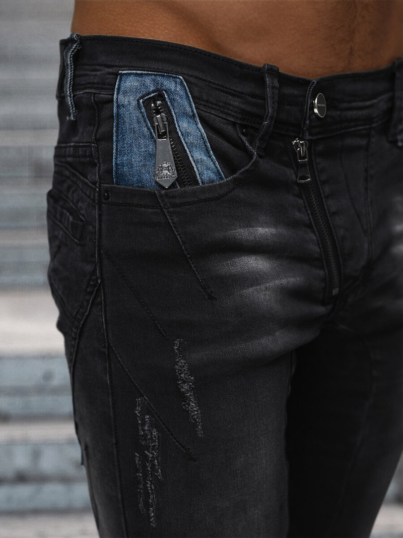 Blugi bărbaţi negri OZONEE NB/MP0025NZ