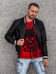 Geacă de piele bărbați neagră OZONEE JB/JP1132