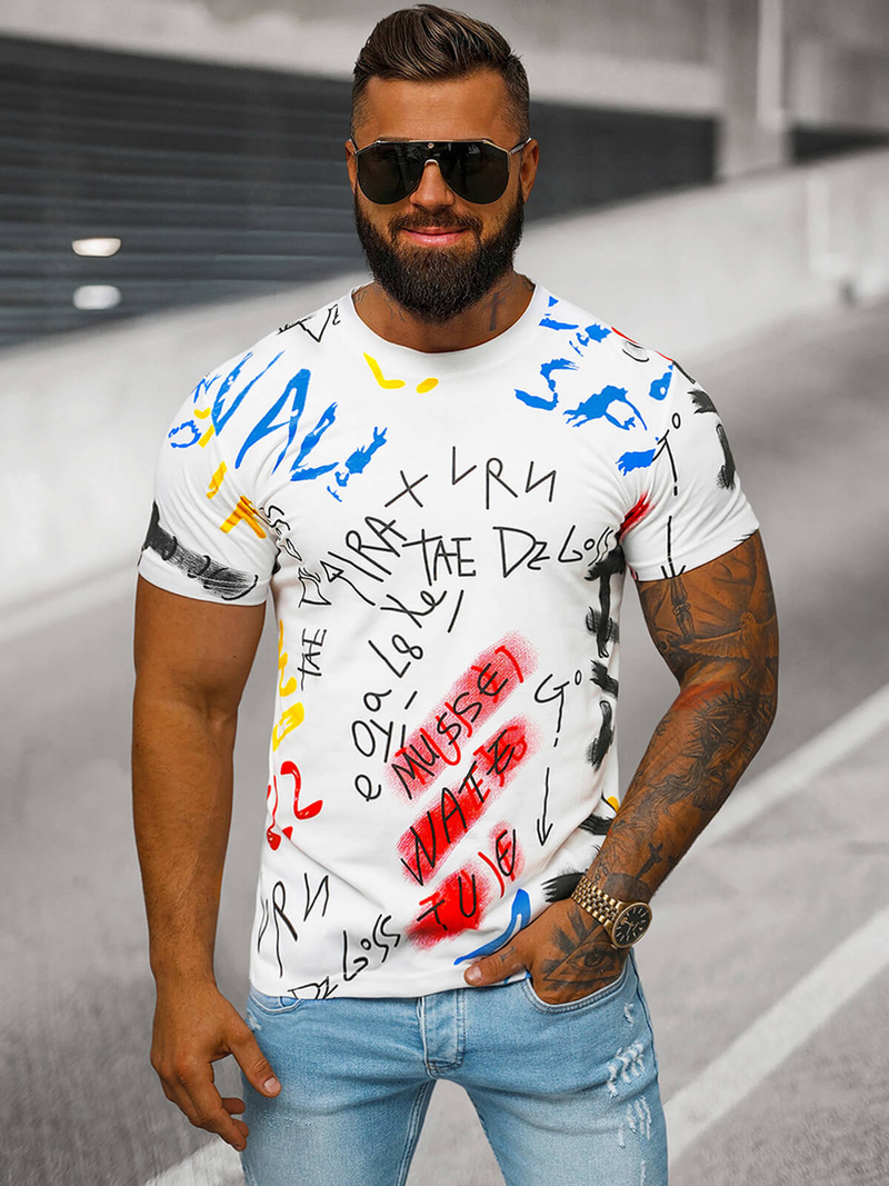 Tricou bărbați alb OZONEE JS/8T1211/1