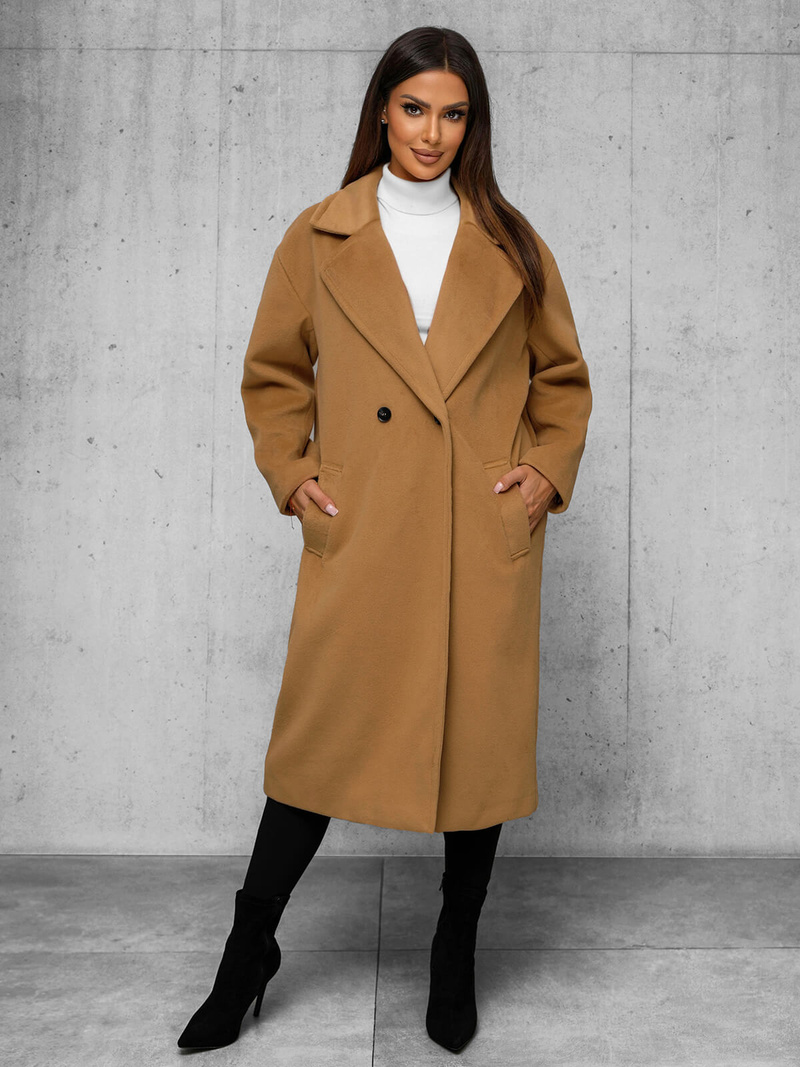 Palton de dama camel OZONEE JS/11Z8161