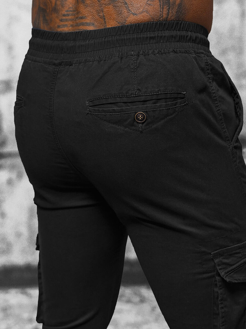 Pantaloni chino jogger pentru bărbați negri OZONEE NB/MP0201N