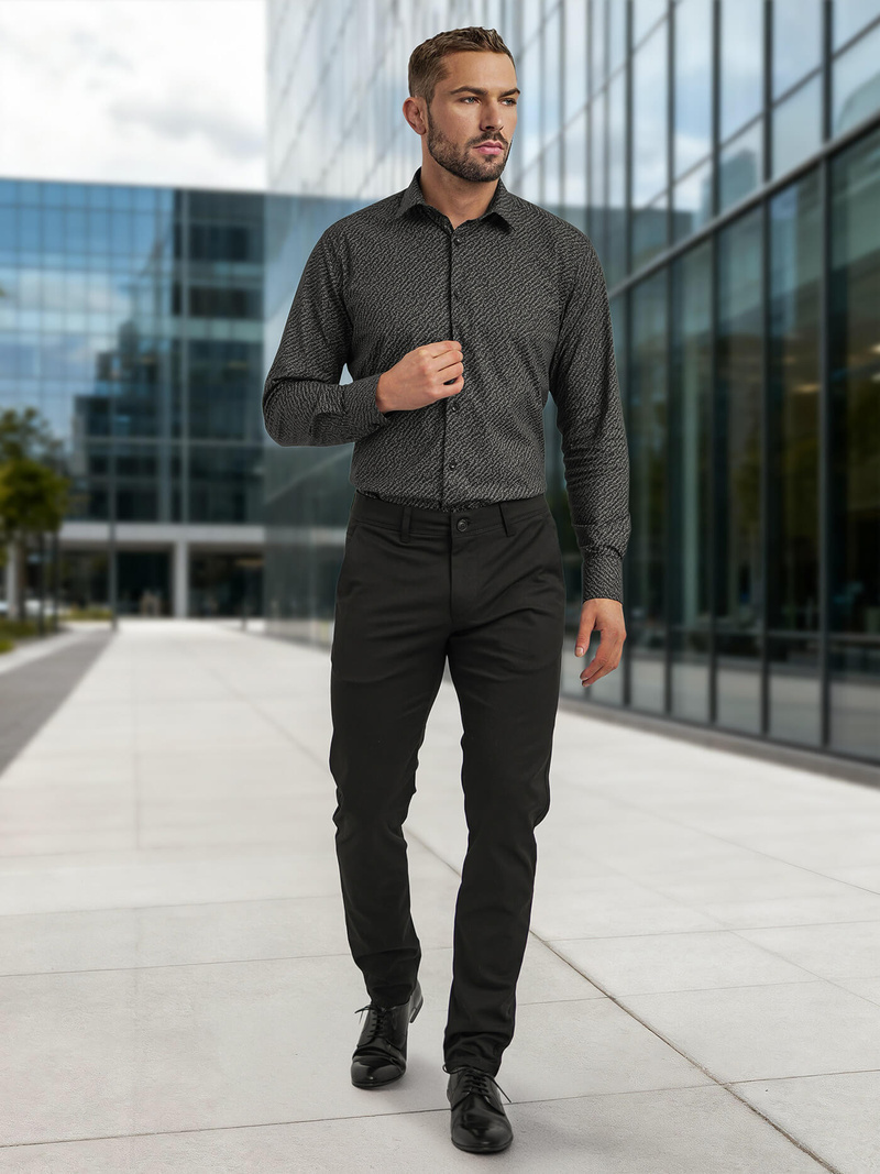 Cămașă bărbați neagră OZONEE V/V184