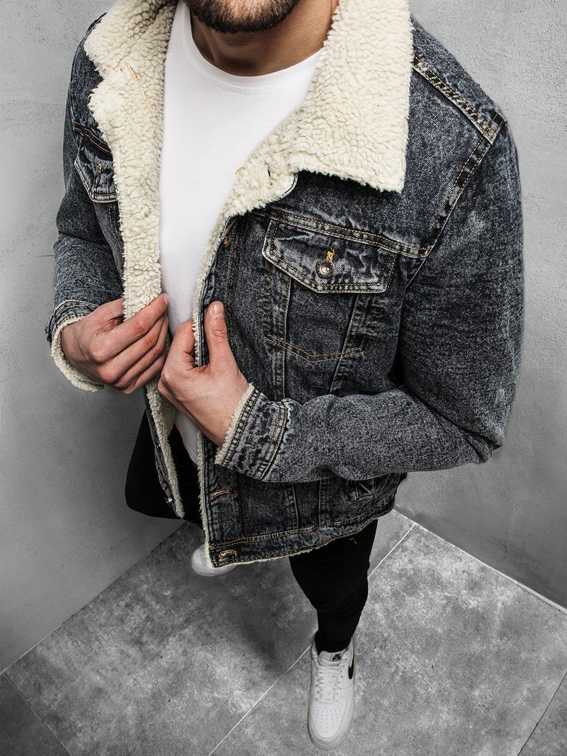 Jachetă de blugi bărbați antracit OZONEE JB/JP1109Z