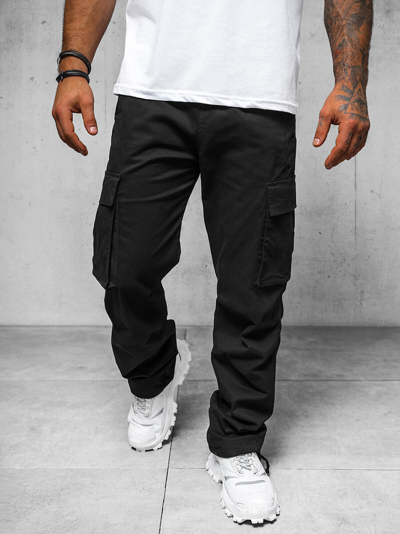 Pantaloni cargo relaxed bărbaţi negri OZONEE O/G3179Z