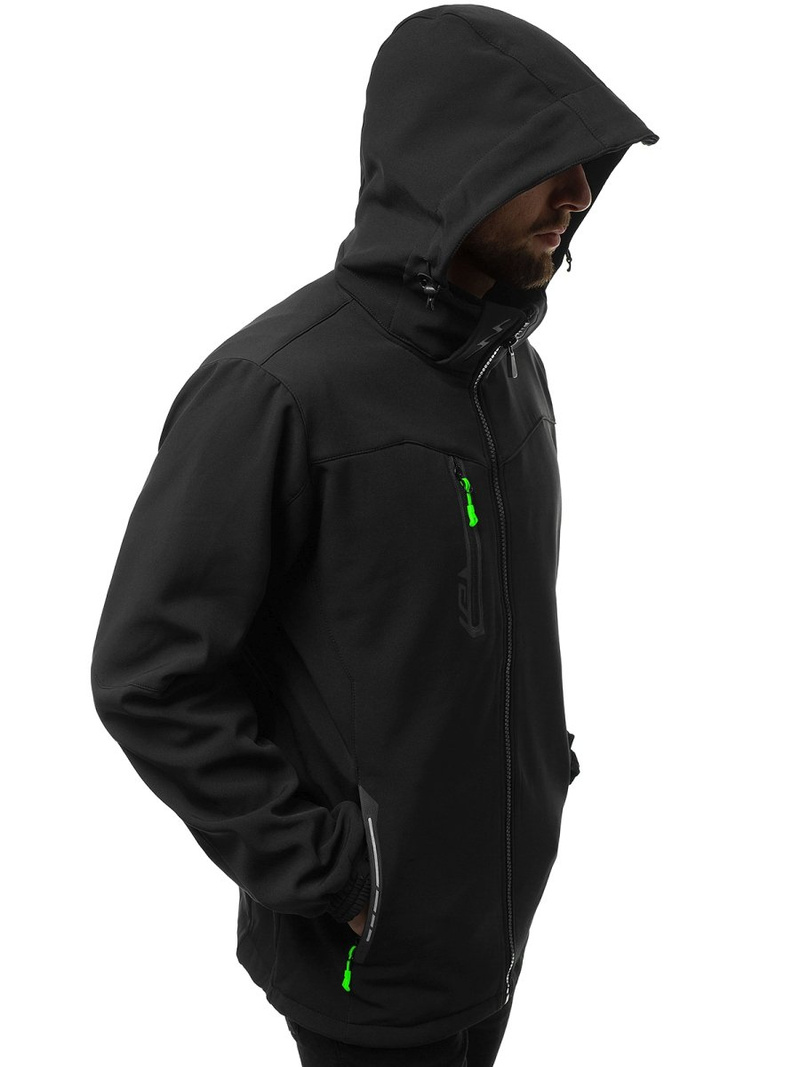 Jachetă bărbați SOFTSHELL negru-verde OZONEE GE/12268