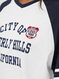 Tricou femei alb-bleumarin OZONEE JS/R62493