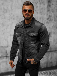 Jachetă de blugi bărbați neagră OZONEE NB/MJ506NZ