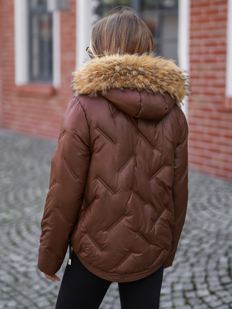 Geacă de iarnă damă ciocolată OZONEE JS/5M3331/158